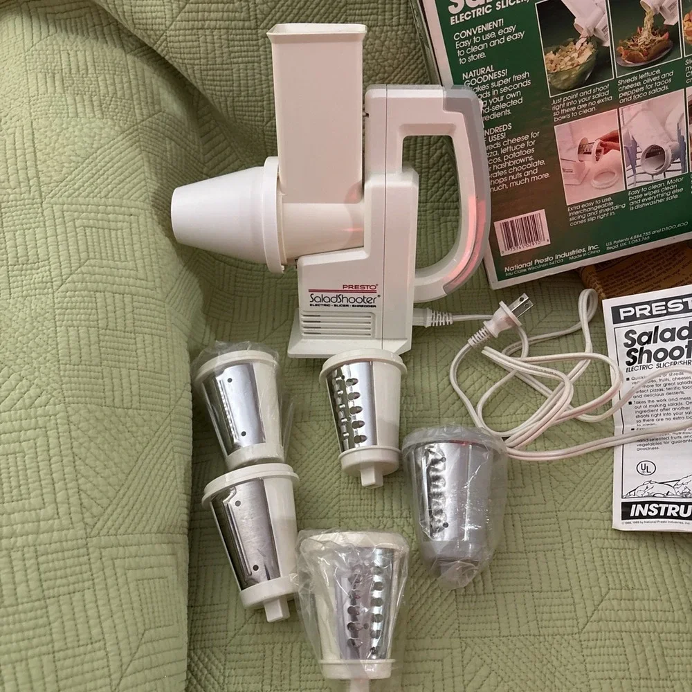 Vintage Presto Salad Shooter Electric Slicer Shredder 02910- 5 Cones Tested work